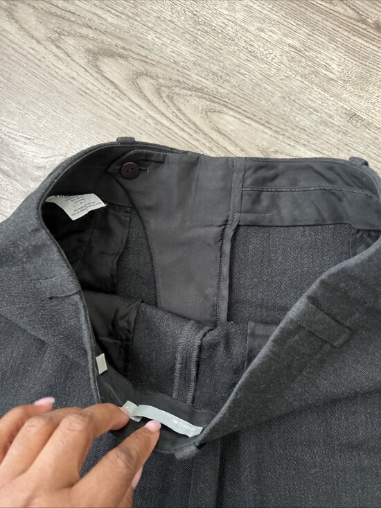 Vince High Waist Flannel Wool Trousers Cropped Length Dark Gray Womens 6 - Picture 12 of 14